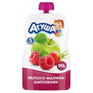 Пюре Агуша яблоко-малина-шиповник 90г с 5месяцев